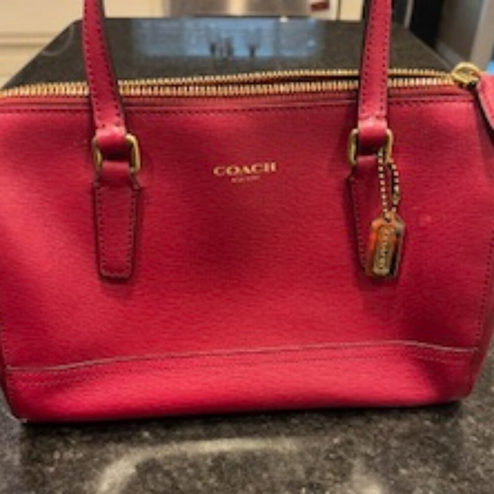 EUC Coach Saffiano Leather Satchel in Raspberry Pink